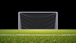 Soccer goal with lawn and black background with clipping mask included.
