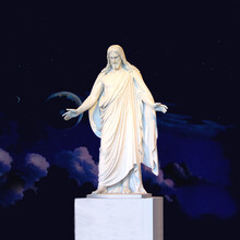 The Christus Statue At Temple Square In Salt Lake City