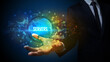 © ra2 studio - Elegant hand holding SERVERS inscription, digital technology concept