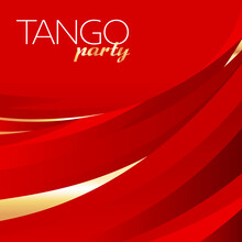 Square Tango Party Template With Red Background, Graphic Elements And Place For Text. Vector Illustration.