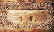 Beautiful, natural and rustic; - timber planks & wood shavings in a vintage, wooden background texture, in panorama, and left uncropped for your design.