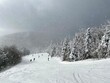 Beautiful day at Okemo mountain with fresh snow and panoramic views in Vermont USA