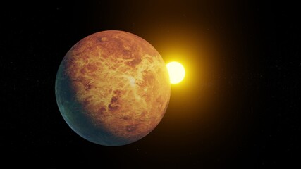 Wall Mural - planet Venus with the sun on the background of space