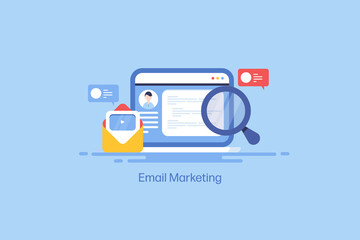 Wall Mural - email marketing and advertising campaign, sending email advertising to subscribers, digital newslett
