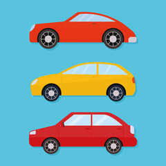 Poster - bundle of car icons on a blue background