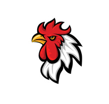Chicken Rooster Head Mascot Logo Isolated On White Background