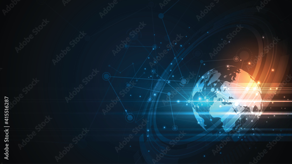 Global network connection World map abstract technology background ...