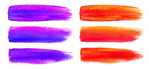 Wall Mural - colorful watercolor brush strokes. canvas texture. paint brush. acrylic smear set. vector illustrati