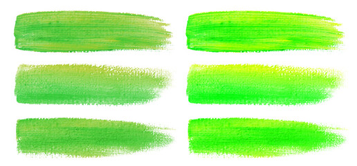 Wall Mural - green watercolor brush strokes. canvas texture. paint brush. acrylic smear set. vector illustration