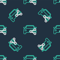 Line Car sharing icon isolated seamless pattern on black background. Carsharing sign. Transport renting service concept. Vector.