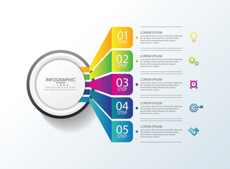 Presentation business infographic template colorful with 5 step