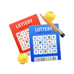 Wall Mural - lottery machine tickets balls realistic icons set isolated on white background vector illustration