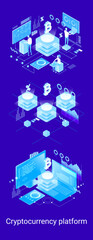 Wall Mural - blockchain technology. cryptocurrency marketplace of bitcoin mining farm in smart city. digital clou