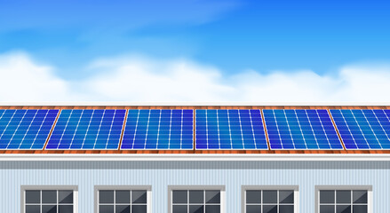 solar panels on the roof house facade alternative renewable energy ecology technology concept vector illustration