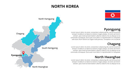 Wall Mural - North Korea vector map infographic template divided by states, regions or provinces. Slide presentation