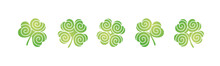 Simple Three Four Leaf Clovers Spiral Sample Vintage Elements Shamrock For St Patricks Day On Isolated White Background Banner