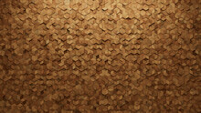 Wood Block Wall Background. Mosaic Wallpaper With Light And Dark Timber Diamond Tile Pattern. 3D Render 