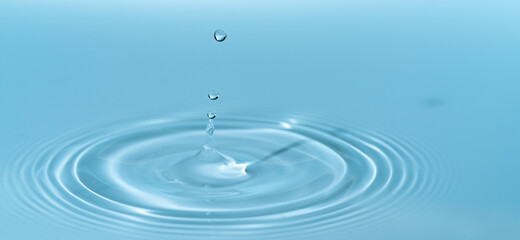 Wall Mural - drop of water drop to the surface. waves on the surface of the water from a collision