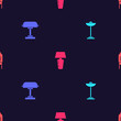 © vector_v - Set Floor lamp, Table, and Light emitting diode on seamless pattern. Vector.