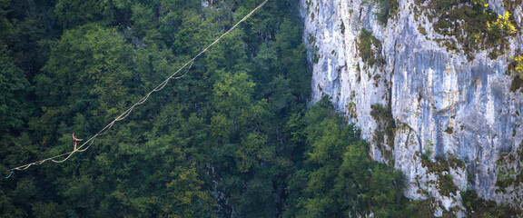 Wall Mural - Highline in the mountains.