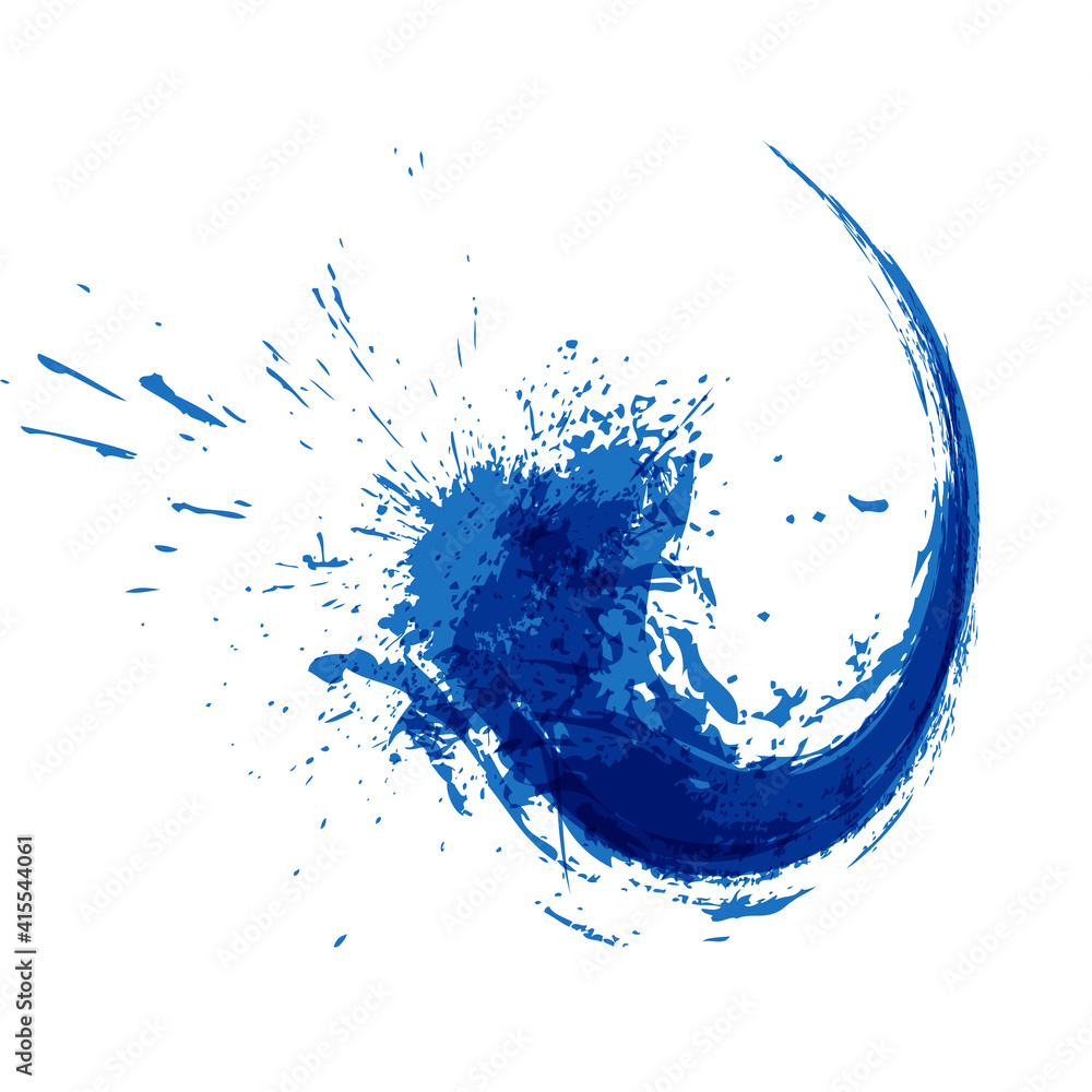 Blue ink splash logo. Abstract colorful water wave. Eco fluid stream ...