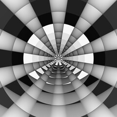 Wall Mural - Black and white circular tunnel illustration