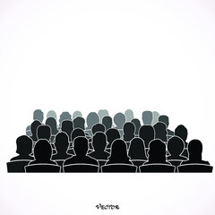 Wall Mural - Silhouettes of Male, Female, Audiences. icon isolated on white background