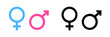 Gender symbol pink, blue and black icon.