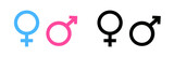 Fototapeta  - Gender symbol pink, blue and black icon.