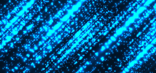 Wall Mural - abstract technology futuristic blue magic particles lines light sparkling glitter on dark background