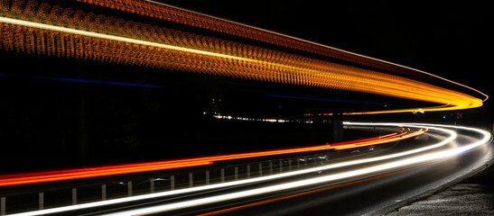 orange and blue car lights at night