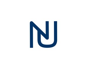 NU UN letter logo design vector template