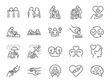 Empathy line icon set. Included the icons as cheer up, friend, support, emotion, mental health, and more.