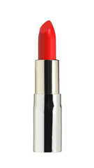 Wall Mural - Open red lipstick golden silver tube