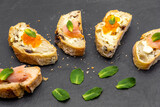 Fototapeta Maki - assorted fish starters with salmon and red roe