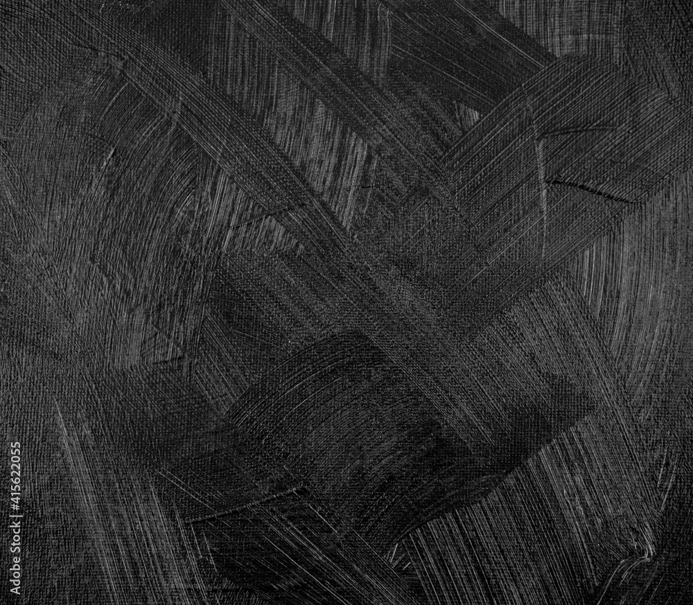 Handmade. Brush strokes of black texture abstract acrylic on canvas background. - obrazy, fototapety, plakaty 