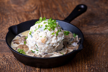 Canvas Print - bread dumpling with sauce