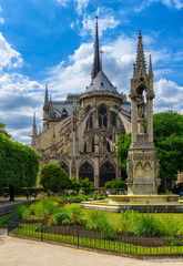 Fototapete - Cathedral Notre Dame de Paris in Paris, France.  Architecture and landmarks of Paris. Postcard of Paris
