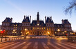 City Hall in Paris at night - building housing City of Paris administration. France