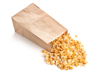 Wall Mural - paper bag of popcorn isolated on white background