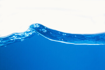  Blue water wave and bubbles isolated on white background. blue water surface with splash, waves and air bubbles to clean drinking water. Can be used for graphic designing, editing, putting on products
