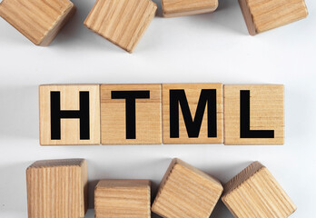 HTML acronym, inscription on wooden cubes