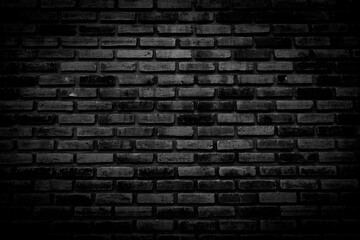 Black brick walls that are not plastered background and texture. The texture of the brick is black. Background of empty brick basement wall.