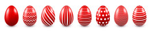 Colorful Easter Eggs Isolated On White Background. Seasonal Spring Decoration Element. Egg Hunt Game. Vector Illustration.