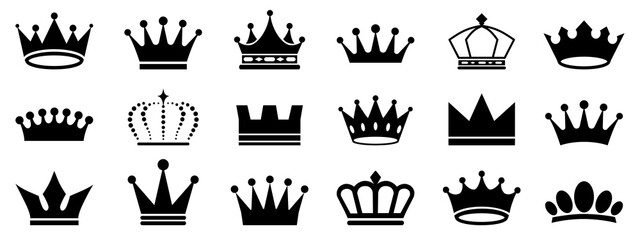 Wall Mural - Crown set icons. Collection different crown sign - stock vector