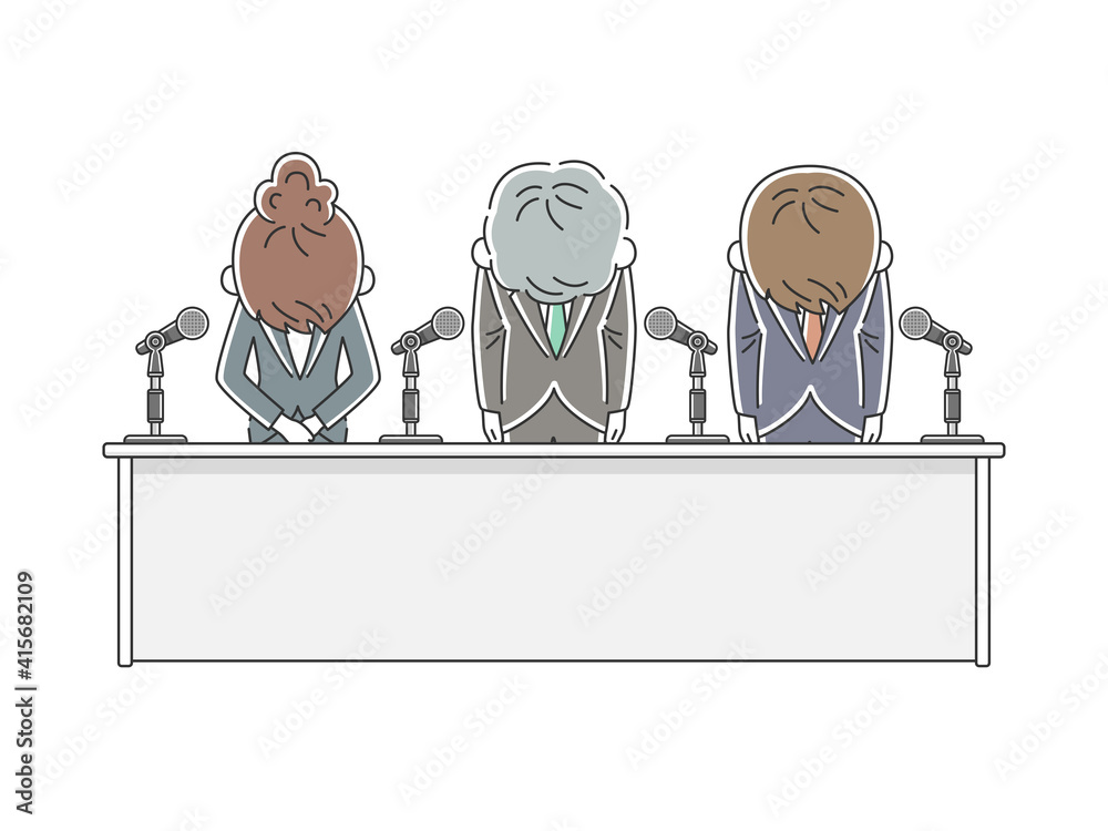 企業の謝罪会見のイラスト Wall Mural Wallpaper Murals R Design 企業の謝罪会見のイラスト Wall Mural Wallpaper Murals R Design