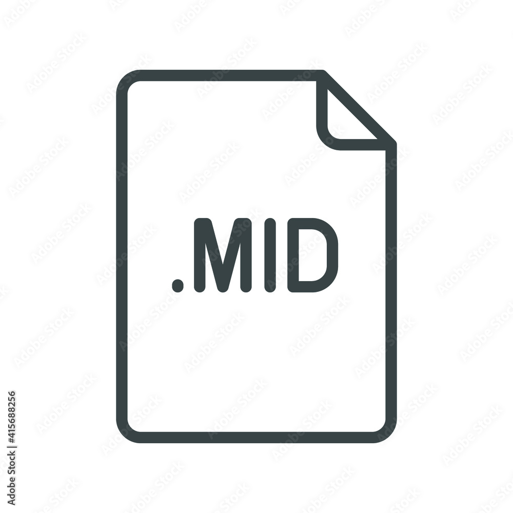 Mid File Icon MID file format line icon. Linear style sign for mobile concept and web ...