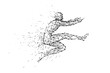 Technology sense long jump man vector illustration