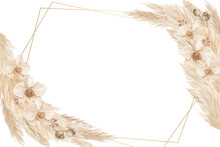 Rustic Pampas Grass And Orchid Frame Background