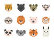 Set of cute vector animal head - exotic animals collection